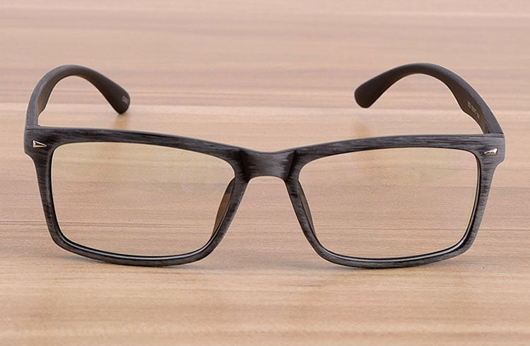 Reven Jate Unisex Full Rim Square Acetate Eyeglasses Wooden Pattern 922 Reading Glasses Reven Jate
