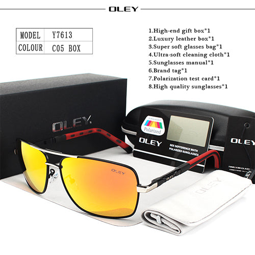 Oley Brand Y7613 Polarized Sunglasses Men Driving Uv400 Sunglasses Oley Y7613 C5 BOX  