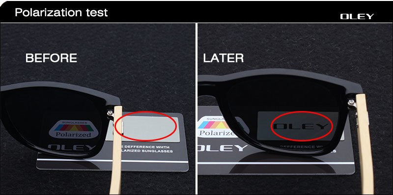 Oley Brand Men's Square Bamboo Polarized Sunglasses Original Wood Y6625 Sunglasses Oley