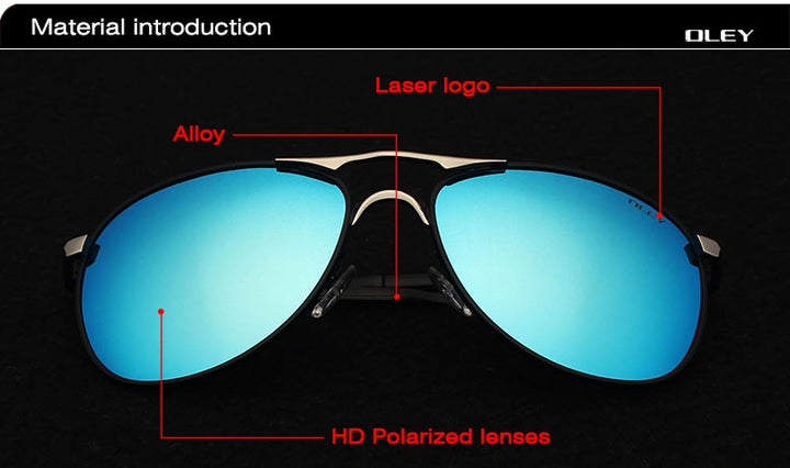 Oley Brand Men's Polarized Driving Sunglasses Women Pilot Blue Coating Y7611 Sunglasses Oley   