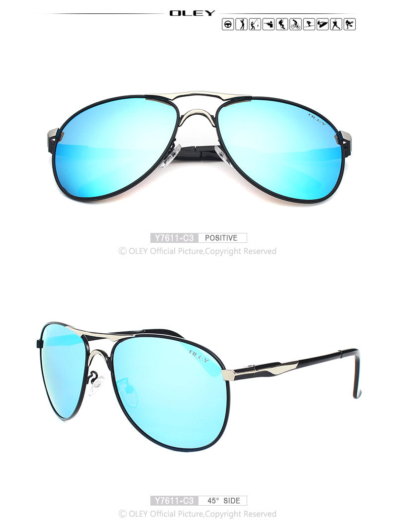 Oley Brand Men's Polarized Driving Sunglasses Women Pilot Blue Coating Y7611 Sunglasses Oley