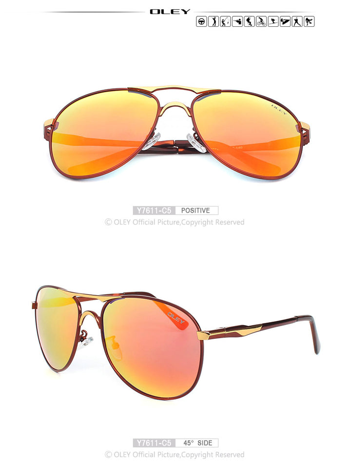 Oley Brand Men's Polarized Driving Sunglasses Women Pilot Blue Coating Y7611 Sunglasses Oley