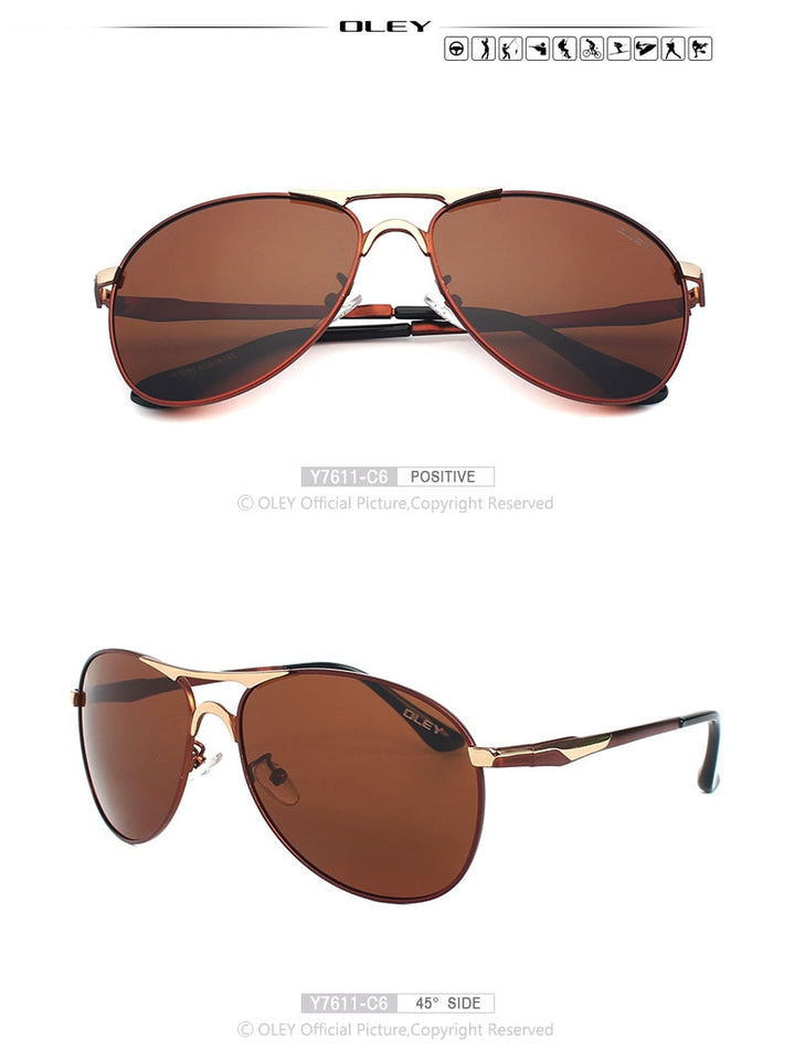 Oley Brand Men's Polarized Driving Sunglasses Women Pilot Blue Coating Y7611 Sunglasses Oley