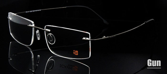 Esnbie Computer Rimless Titanium Glasses Frame Men Memory Eyeglass Frames 7 Colors Square Shape Rimless Esnbie