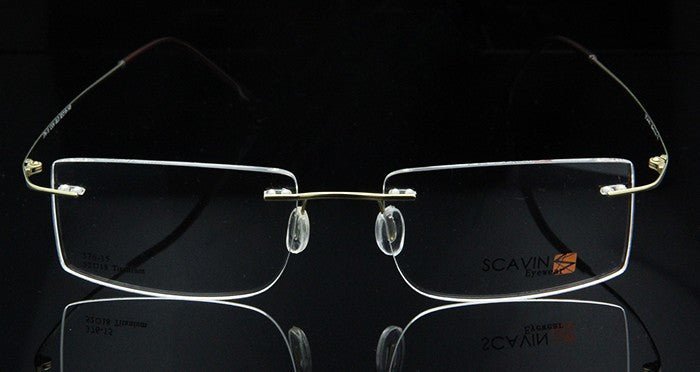 Esnbie Computer Rimless Titanium Glasses Frame Men Memory Eyeglass Frames 7 Colors Square Shape Rimless Esnbie