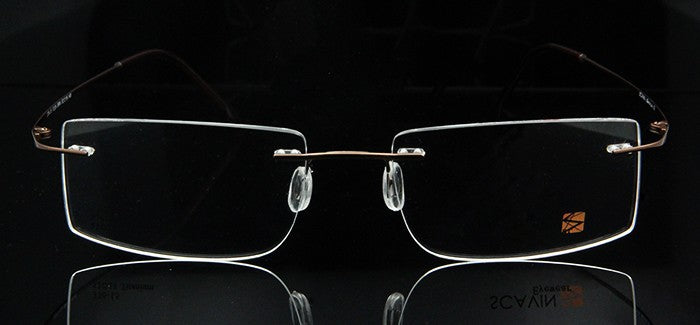Esnbie Computer Rimless Titanium Glasses Frame Men Memory Eyeglass Frames 7 Colors Square Shape Rimless Esnbie