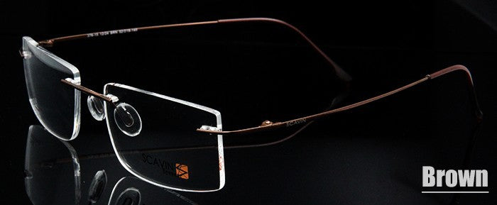 Esnbie Computer Rimless Titanium Glasses Frame Men Memory Eyeglass Frames 7 Colors Square Shape Rimless Esnbie