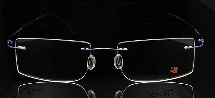 Esnbie Computer Rimless Titanium Glasses Frame Men Memory Eyeglass Frames 7 Colors Square Shape Rimless Esnbie