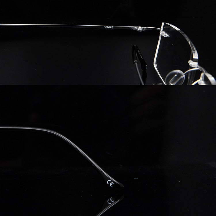 Esnbie Computer Rimless Titanium Glasses Frame Men Memory Eyeglass Frames 7 Colors Square Shape Rimless Esnbie
