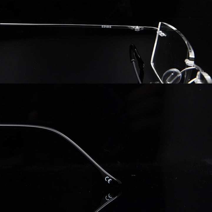 Esnbie Computer Rimless Titanium Glasses Frame Men Memory Eyeglass Frames 7 Colors Square Shape Rimless Esnbie