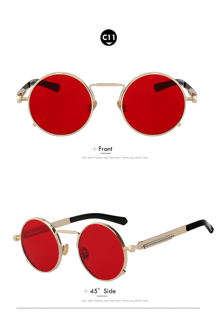 Xiu Oem Round Circle Steampunk Sunglasses Men Women Mirror Lens Uv400 Sunglasses Xiu   