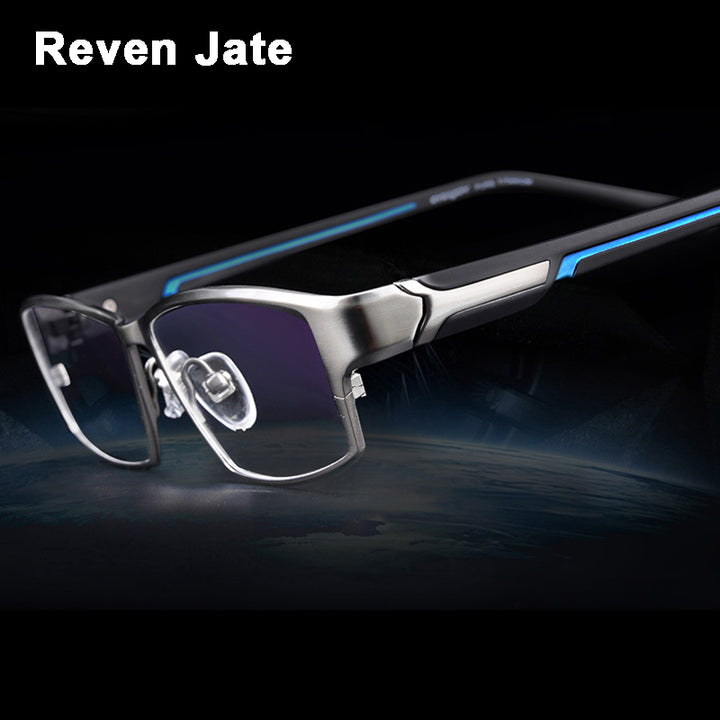 Reven Jate Men's Full Rim Ip Electronic Plated Titanium Eyeglasses Ej267 Full Rim Reven Jate
