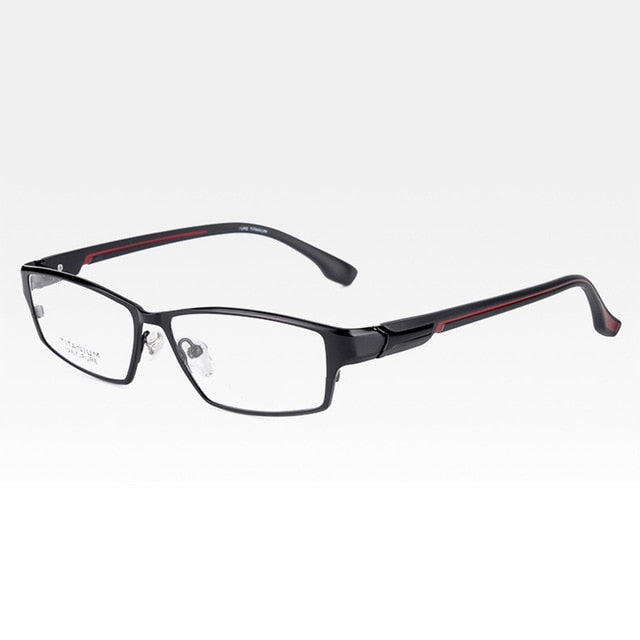 Reven Jate Men's Full Rim Ip Electronic Plated Titanium Eyeglasses Ej267 Full Rim Reven Jate Black-Red