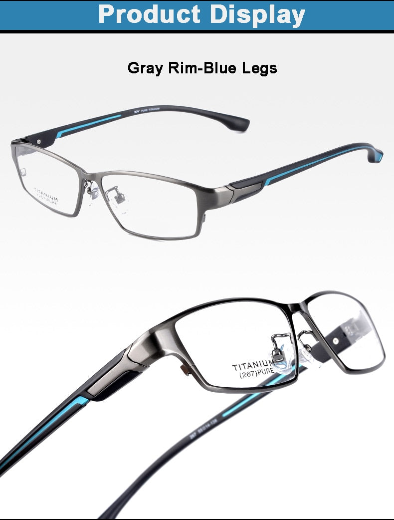 Reven Jate Men's Full Rim Ip Electronic Plated Titanium Eyeglasses Ej267 Full Rim Reven Jate