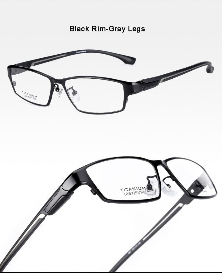 Reven Jate Men's Full Rim Ip Electronic Plated Titanium Eyeglasses Ej267 Full Rim Reven Jate