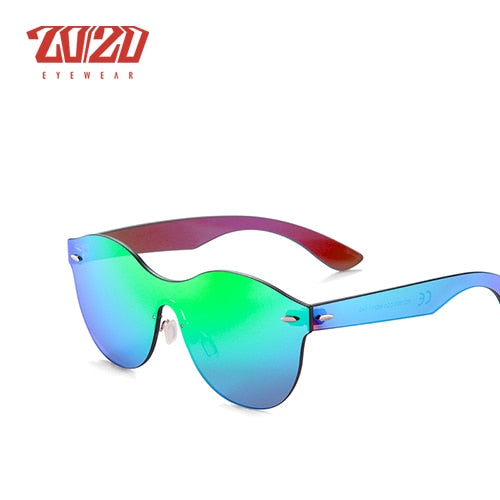 20/20 Round Flat Rimless Unisex Sunglasses Pc1603 Sunglasses 20/20 C03 Green  