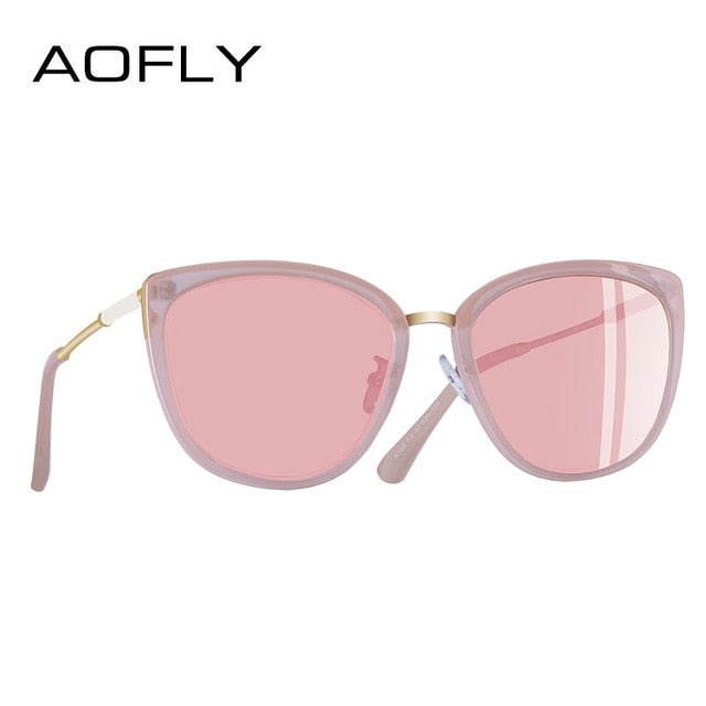Aofly Women's Polarized Alloy Cat Eye Sunglasses A105 Sunglasses Aofly C2Pink