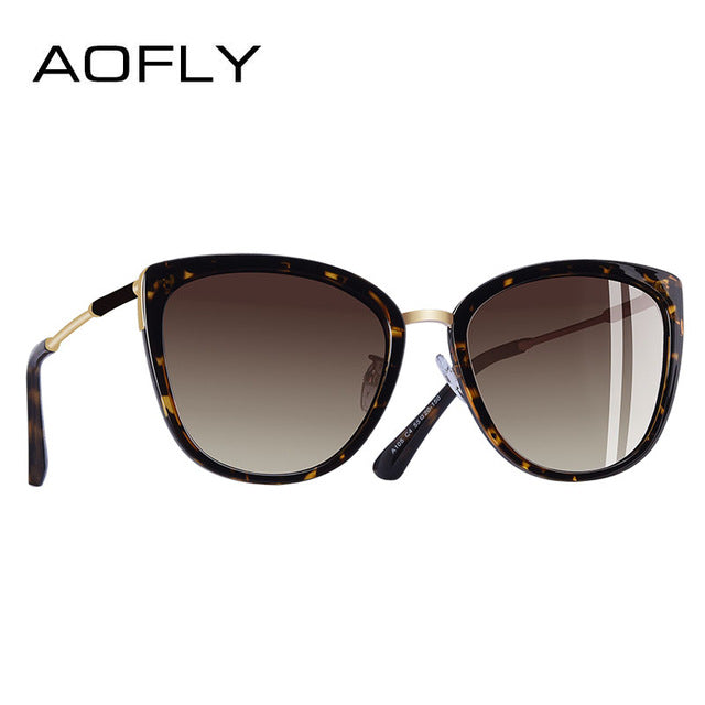 Aofly Women's Polarized Alloy Cat Eye Sunglasses A105 Sunglasses Aofly C4Brown