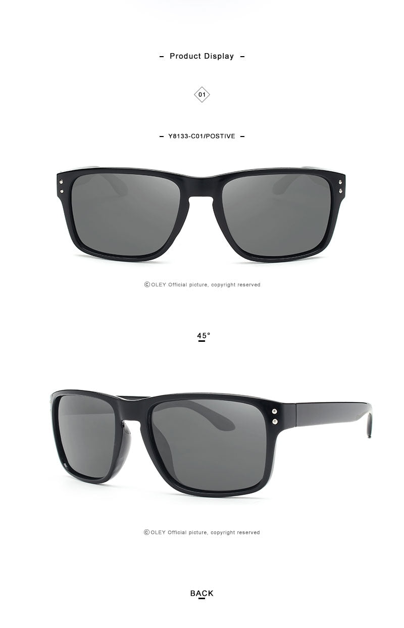 Oley Classic Polarized Sunglasses Men Glasses Driving Coating Black Frame Fishing Driving Y8133 Sunglasses Oley