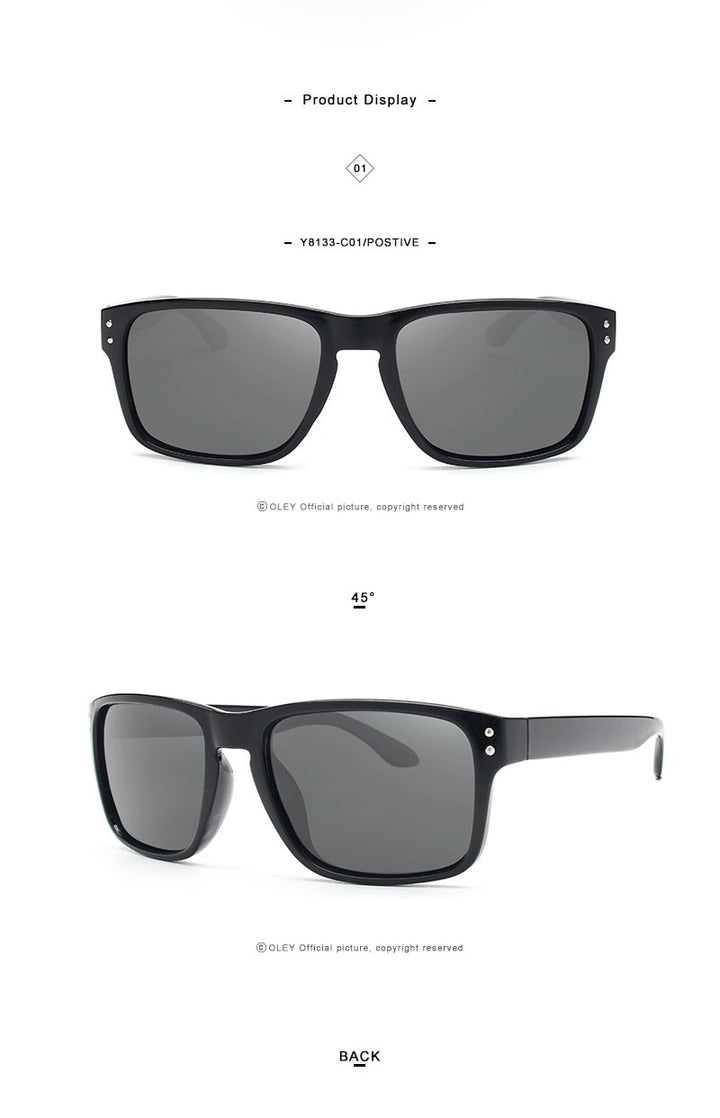 Oley Classic Polarized Sunglasses Men Glasses Driving Coating Black Frame Fishing Driving Y8133 Sunglasses Oley