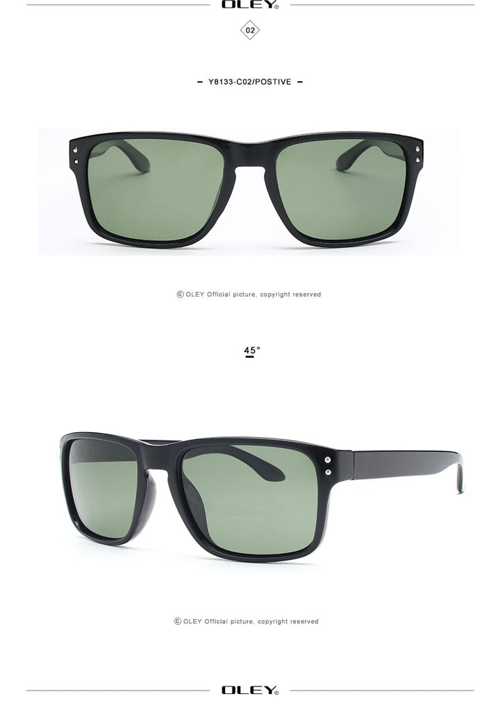 Oley Classic Polarized Sunglasses Men Glasses Driving Coating Black Frame Fishing Driving Y8133 Sunglasses Oley