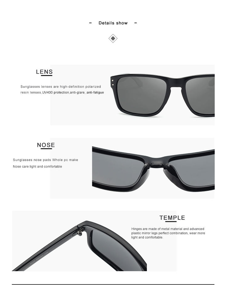 Oley Classic Polarized Sunglasses Men Glasses Driving Coating Black Frame Fishing Driving Y8133 Sunglasses Oley