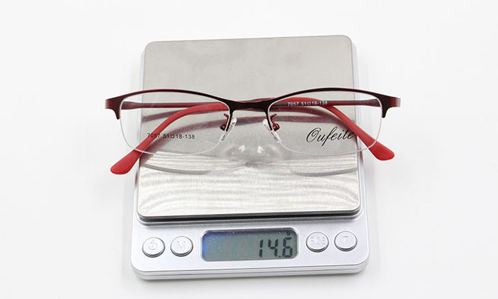 Bclear Women's Eyeglasses Metal Alloy Ultra-Light Frames Half Rim Tr Legs Semi Rim Bclear
