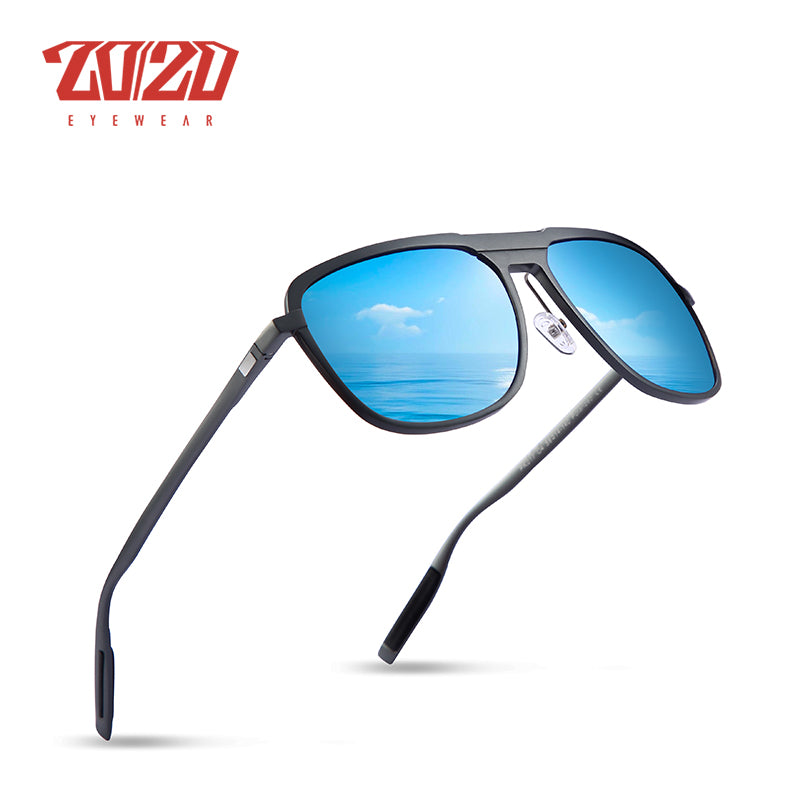 20/20 Classic Mirrorsquare Aluminum Sunglasses - Polarized & UV400 C02 Black Smoke