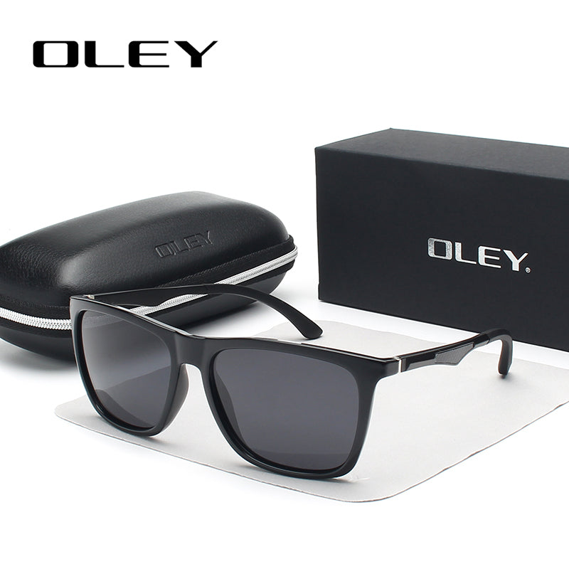 Oley Classic Aluminum Magnesium Tr90 Polarized Sunglasses Men Black Hd Color Film Anti-Uv Ya425 Sunglasses Oley   