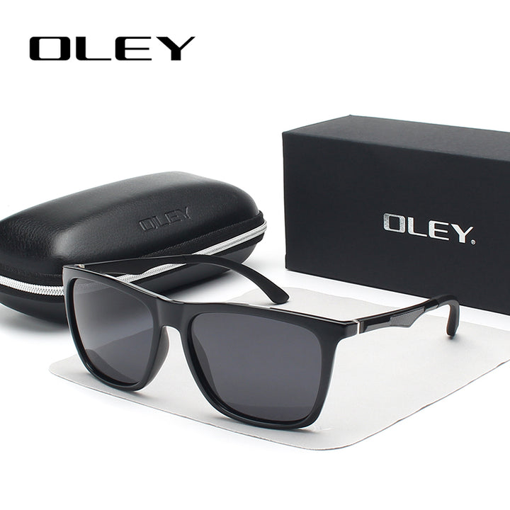 Oley Classic Aluminum Magnesium Tr90 Polarized Sunglasses Men Black Hd Color Film Anti-Uv Ya425 Sunglasses Oley