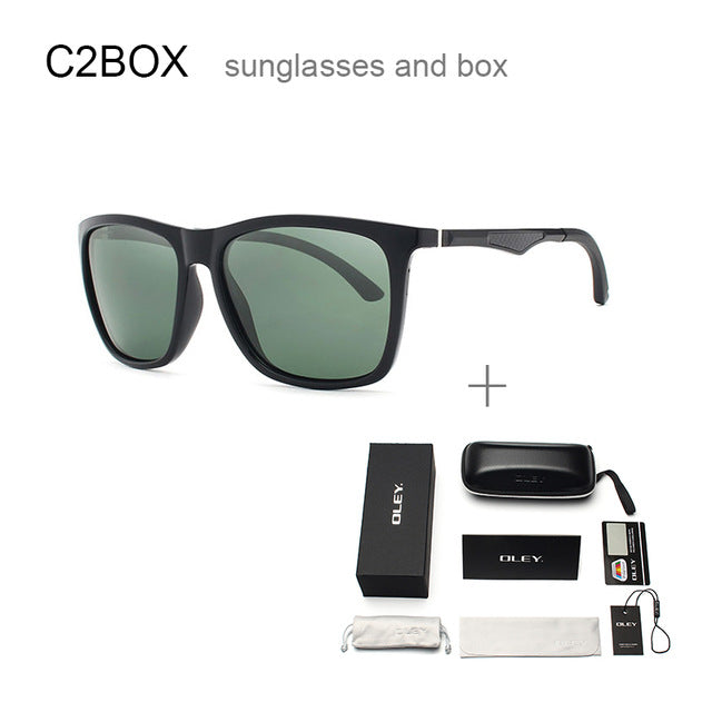 Oley Classic Aluminum Magnesium Tr90 Polarized Sunglasses Men Black Hd Color Film Anti-Uv Ya425 Sunglasses Oley YA425 C2BOX  