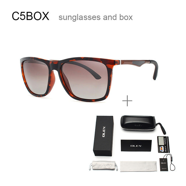Oley Classic Aluminum Magnesium Tr90 Polarized Sunglasses Men Black Hd Color Film Anti-Uv Ya425 Sunglasses Oley YA425 C5BOX