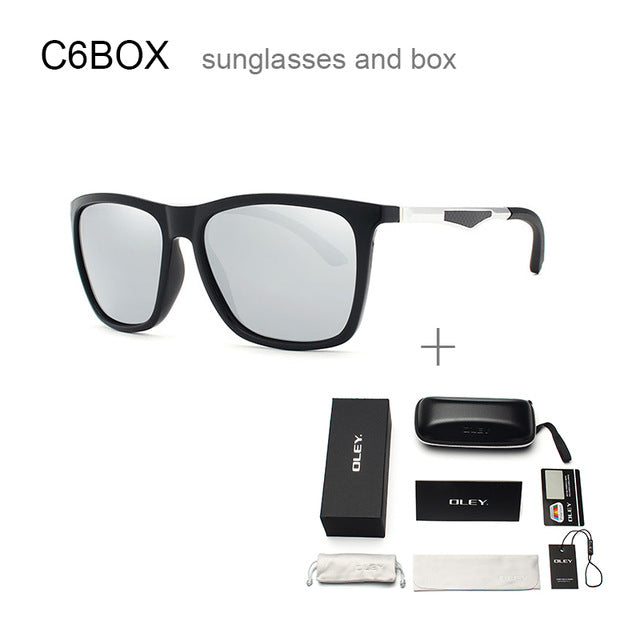 Oley Classic Aluminum Magnesium Tr90 Polarized Sunglasses Men Black Hd Color Film Anti-Uv Ya425 Sunglasses Oley YA425 C6BOX  