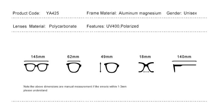 Oley Classic Aluminum Magnesium Tr90 Polarized Sunglasses Men Black Hd Color Film Anti-Uv Ya425 Sunglasses Oley