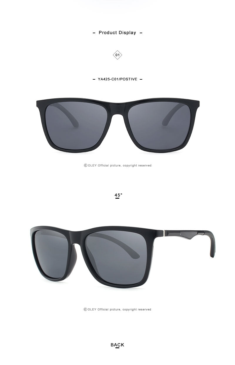 Oley Classic Aluminum Magnesium Tr90 Polarized Sunglasses Men Black Hd Color Film Anti-Uv Ya425 Sunglasses Oley   