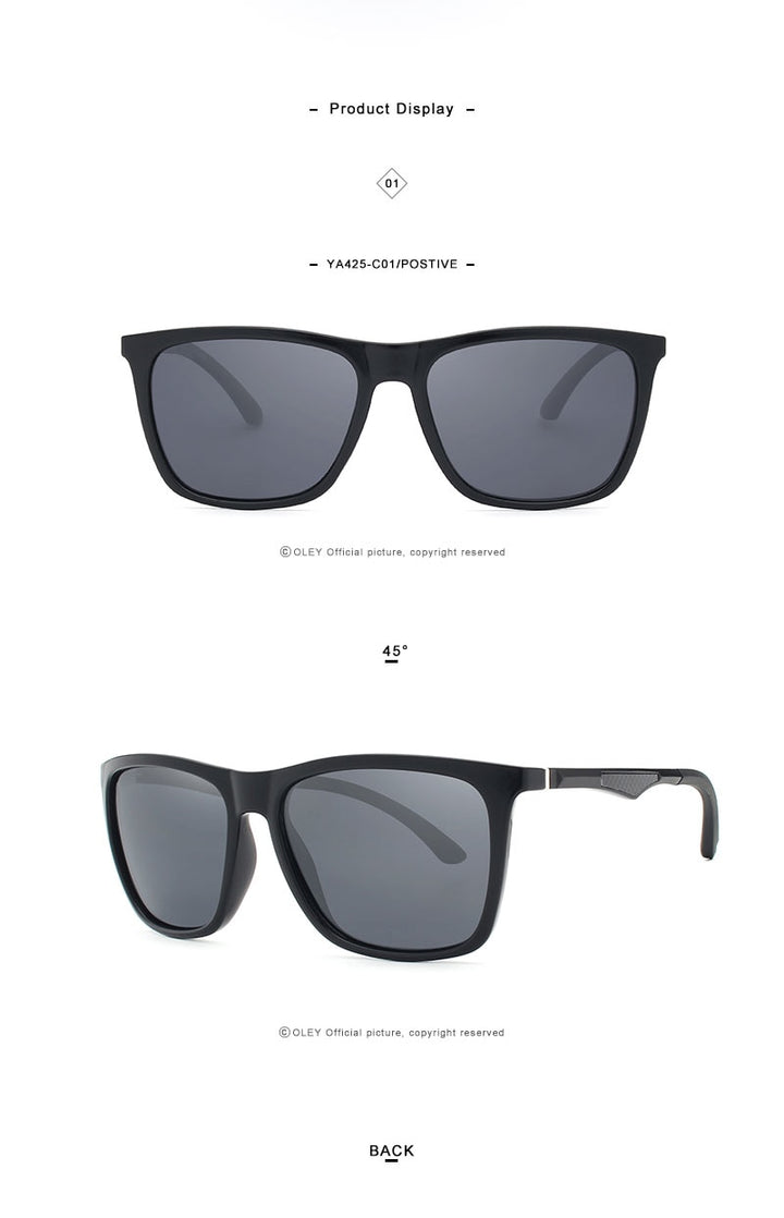 Oley Classic Aluminum Magnesium Tr90 Polarized Sunglasses Men Black Hd Color Film Anti-Uv Ya425 Sunglasses Oley