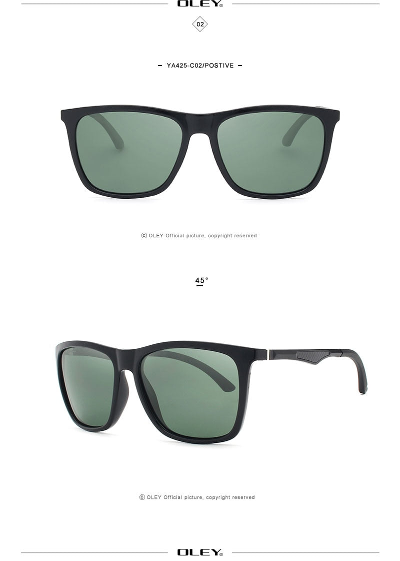 Oley Classic Aluminum Magnesium Tr90 Polarized Sunglasses Men Black Hd Color Film Anti-Uv Ya425 Sunglasses Oley