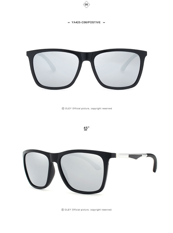 Oley Classic Aluminum Magnesium Tr90 Polarized Sunglasses Men Black Hd Color Film Anti-Uv Ya425 Sunglasses Oley