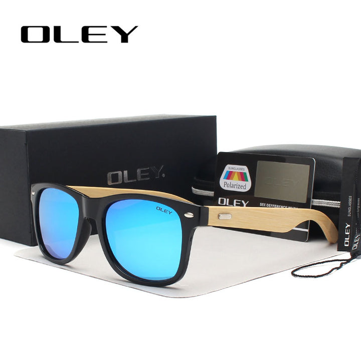 Oley Brand Men's Square Bamboo Polarized Sunglasses Original Wood Y6625 Sunglasses Oley