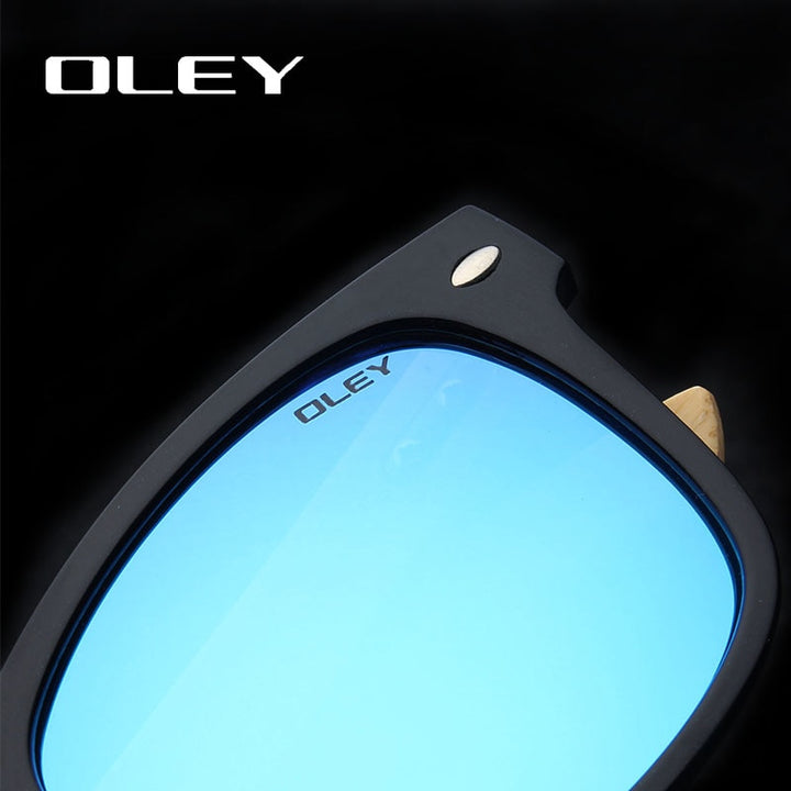 Oley Brand Men's Square Bamboo Polarized Sunglasses Original Wood Y6625 Sunglasses Oley