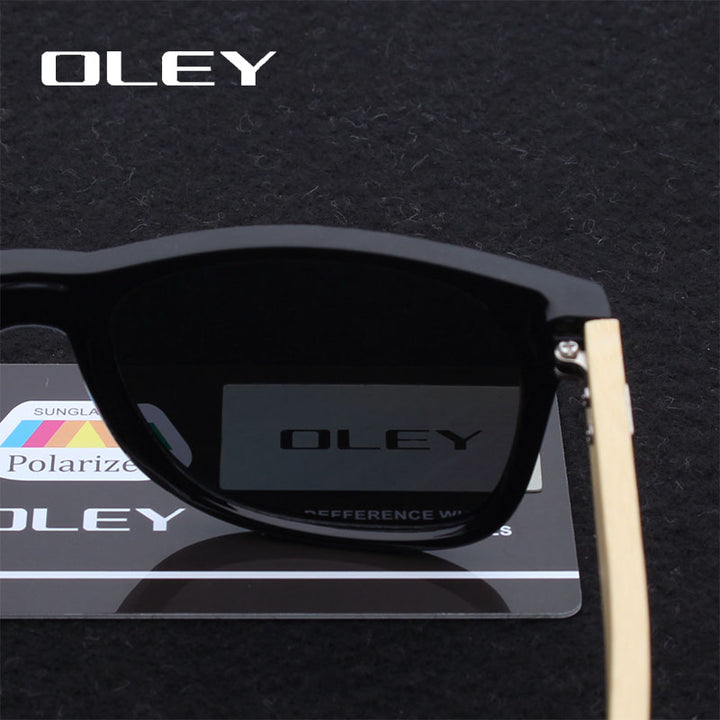 Oley Brand Men's Square Bamboo Polarized Sunglasses Original Wood Y6625 Sunglasses Oley