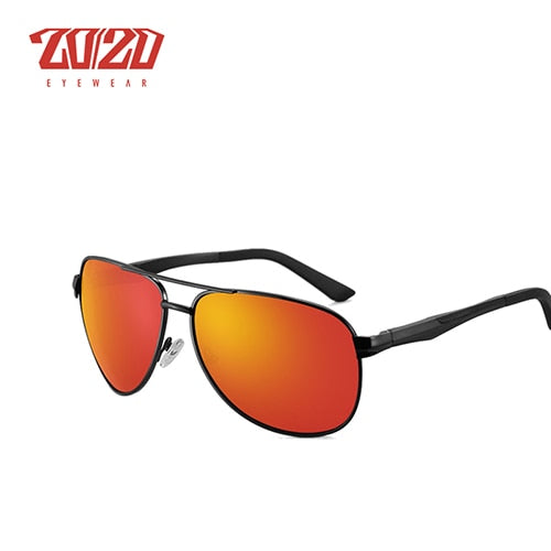 20/20 Men's  Polarized Aluminum Square Driving Sunglasses Pt0881 Sunglasses 20/20 C02 Red  