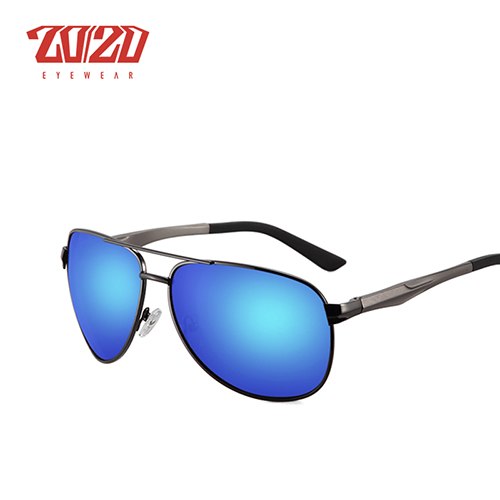 20/20 Men's  Polarized Aluminum Square Driving Sunglasses Pt0881 Sunglasses 20/20 C05 Gun Blue  