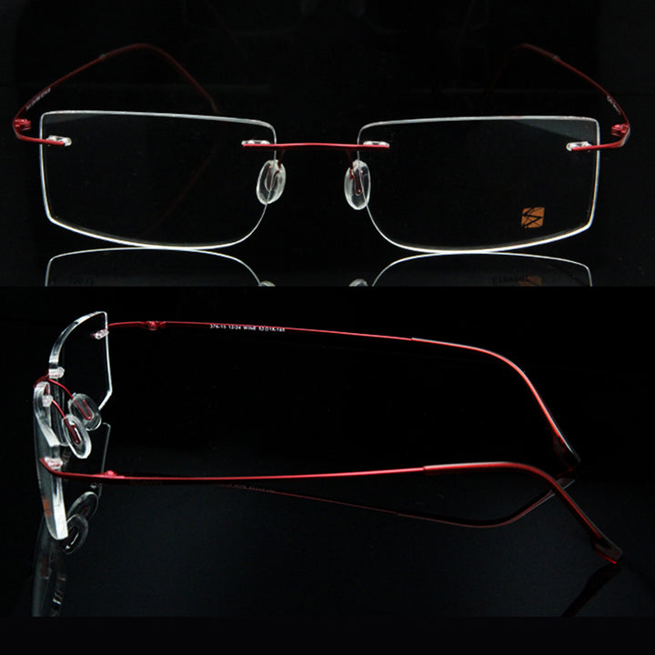 Esnbie Computer Rimless Titanium Glasses Frame Men Memory Eyeglass Frames 7 Colors Square Shape Rimless Esnbie