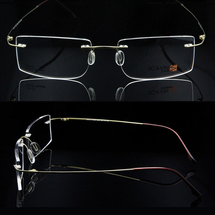 Esnbie Computer Rimless Titanium Glasses Frame Men Memory Eyeglass Frames 7 Colors Square Shape Rimless Esnbie
