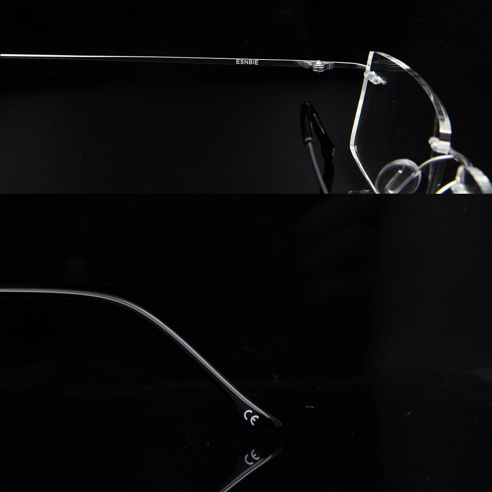 Esnbie Computer Rimless Titanium Glasses Frame Men Memory Eyeglass Frames 7 Colors Square Shape Rimless Esnbie