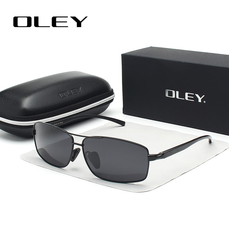 Oley Men Polarized Sunglasses Aluminum Magnesium Driving Glasses Rectangle Shades Y1347 Sunglasses Oley