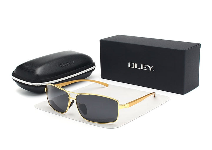 Oley Men Polarized Sunglasses Aluminum Magnesium Driving Glasses Rectangle Shades Y1347 Sunglasses Oley