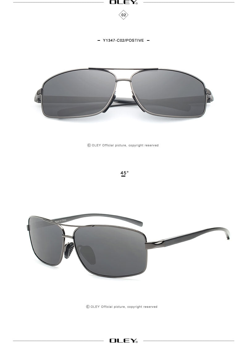 Oley Men Polarized Sunglasses Aluminum Magnesium Driving Glasses Rectangle Shades Y1347 Sunglasses Oley   