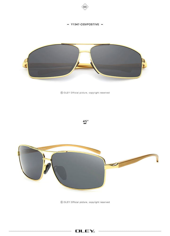 Oley Men Polarized Sunglasses Aluminum Magnesium Driving Glasses Rectangle Shades Y1347 Sunglasses Oley